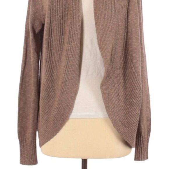 Kenneth Cole Rib Knit Detailed Burnout Marbled Open Duster Cardigan Taupe Sz S - Picture 5 of 8